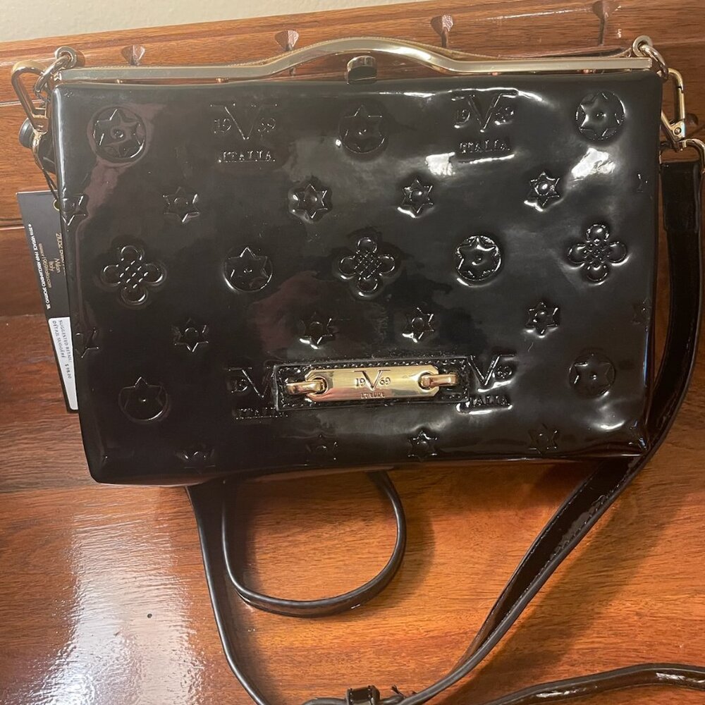 NWT VERSACE 19.69 SPORTIVO SRL BLACK  PATENT BAG